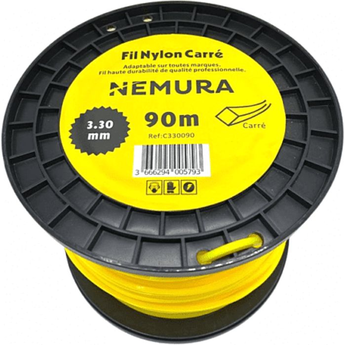 NEMURA Żyłka do podkaszania kwadratowa, długość: 90m, średnica: 3,30mm