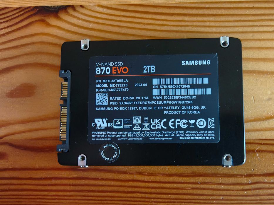 Dysk SSD 2TB Samsung 870 EVO - używany w domu 1,5 roku