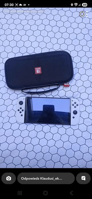 Nintendo switch oled + pokrowiec, Joy con wheel pair, 4 gry karta sim