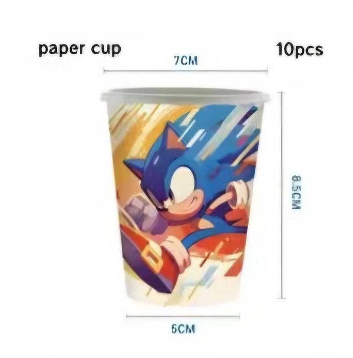 Святкой посуд Сонік по 10шт стакани і тарілочки одноразові