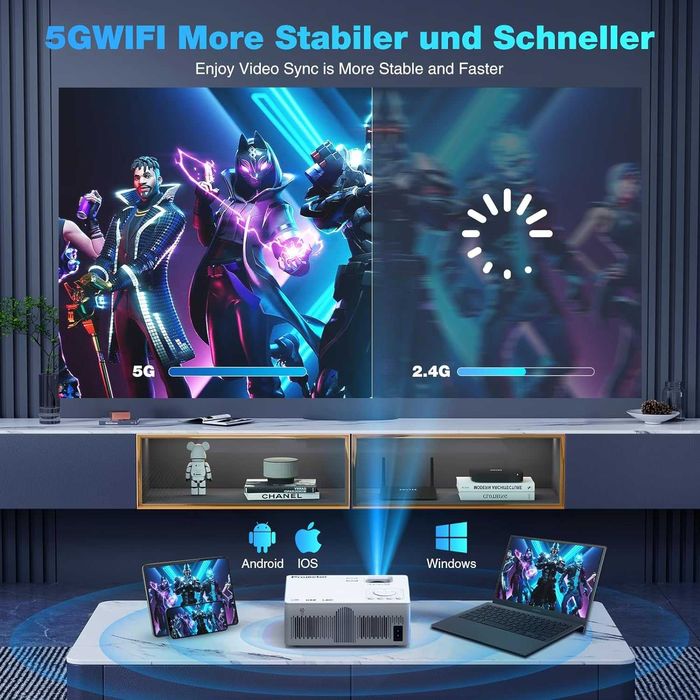 Projektor filmowy Puxinat 4K 1080P 5G WiFi Bluetooth 15000L ekran 300