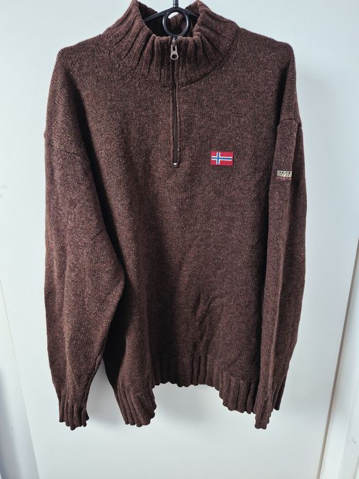 Sweter Napapijri XXL brązowy wełniany