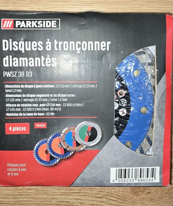 Набор кругов алмазных по гресу/керам/ камню/бетону 125мм (4шт) PARKSID