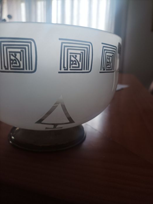 Taça em cristal serigrafado e pé em prata437559191353446402