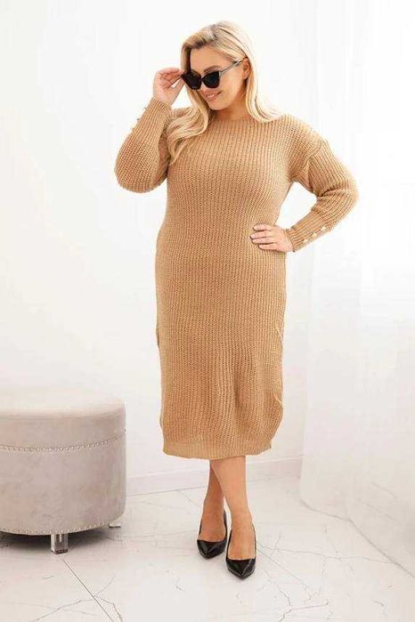 Sukienka swetrowa damska Plus Size z moherem