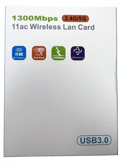 Двухдіапазонний USB Wi-Fi адаптер 2.4/5GHz 1300 Mbps Wireless Lan Card 11ac Black Pavlysh UWA-2