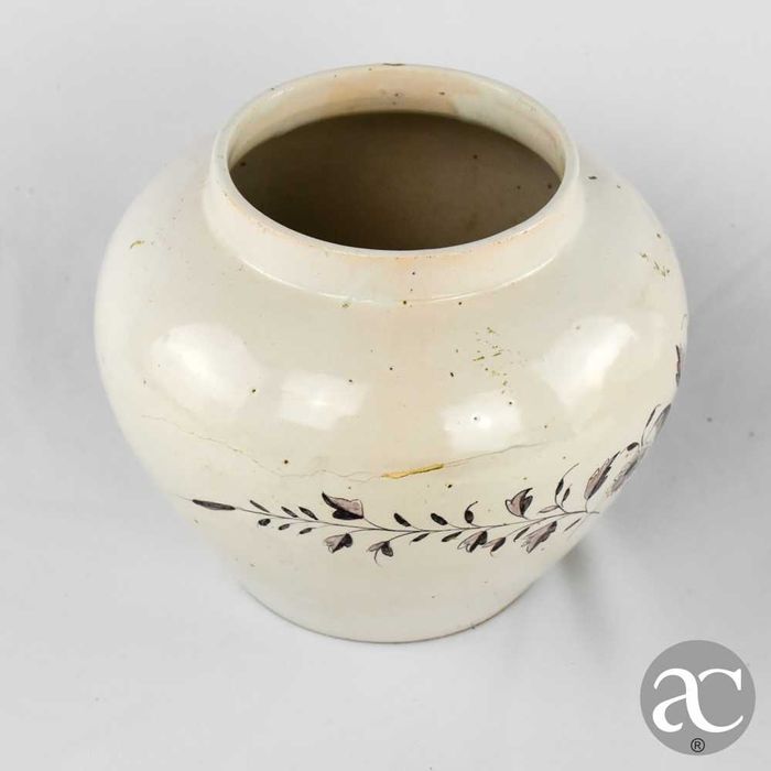 Pote com tampa em faiança da fábrica da Torrinha - Gaia