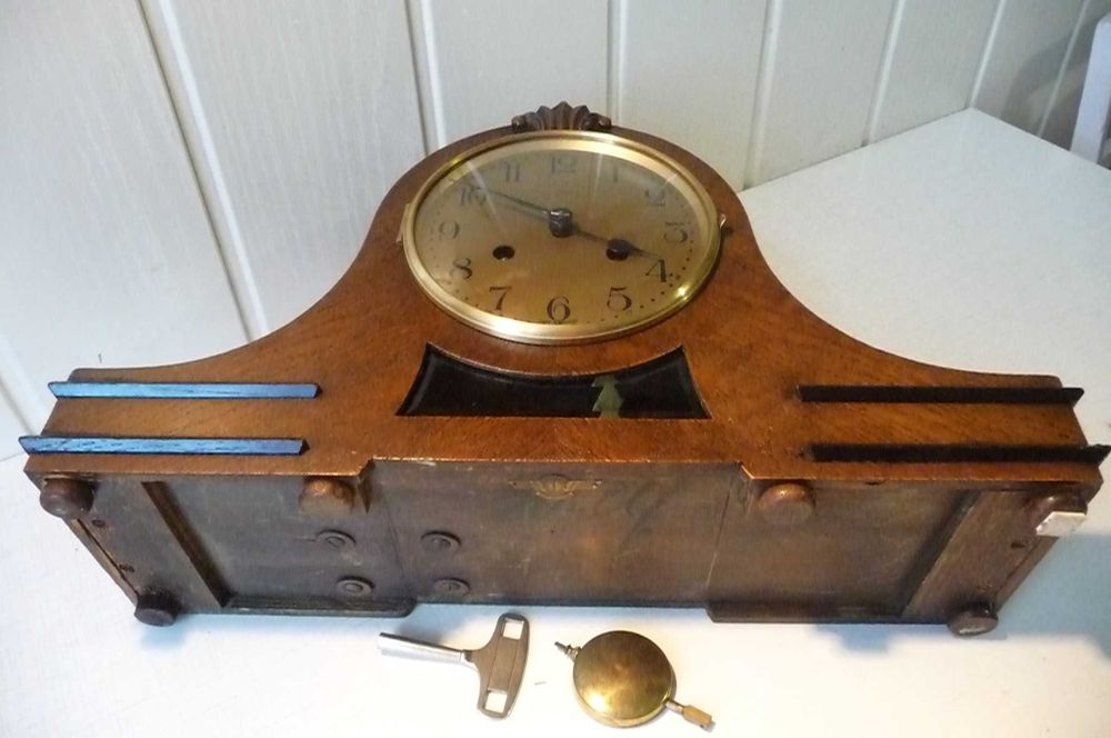 Antyczny zegar kominkowy Kienzle, 2xsygn. 100% oryg, piękny stan i wyg