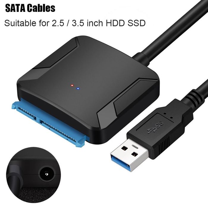 Adapter na dyski SSD, HDD 3,5'' i 2,5'' SATA III - USB 3.0 + zasilacz.