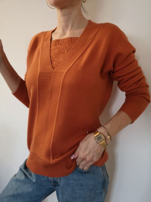 Sweter Glarecie kaszmir zdobiony premium 40 42 praca damski