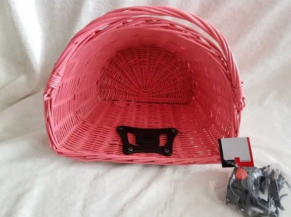 Kosz rowerowy wiklinowy różowy koszyk rower klik click przedni przód