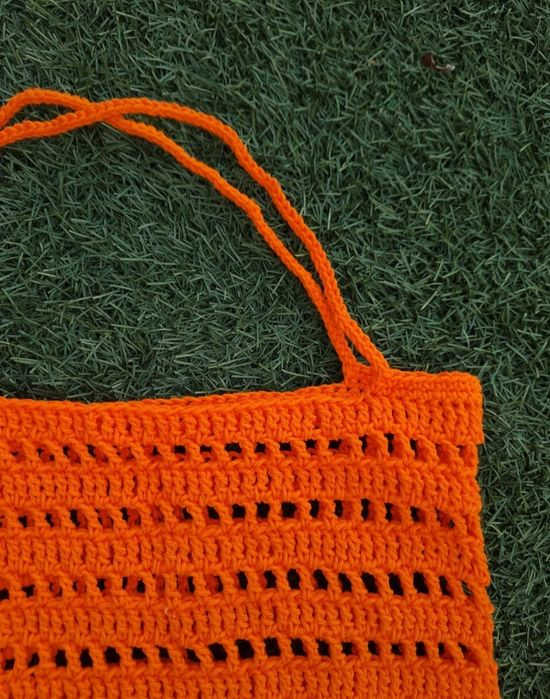 Tote bag laranja crochet