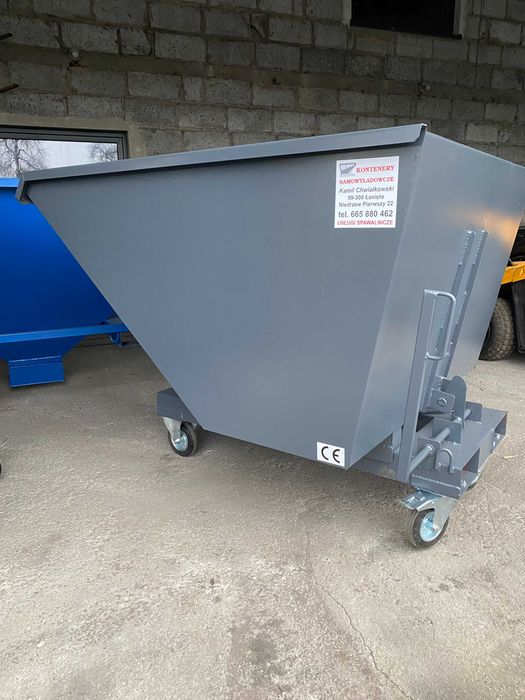 Kontener samowyładowczy 1 m3, pojemnik, mulda, koleba na odpady.