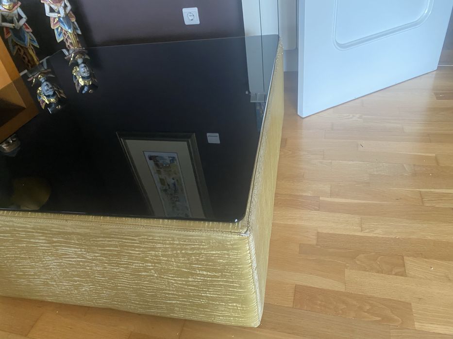 Mesa de centro + vidro preto 90x90