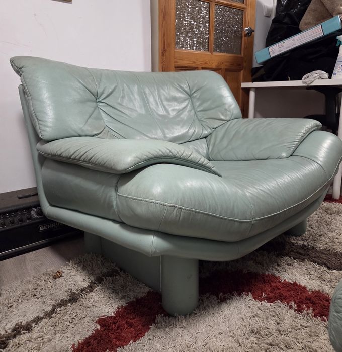 Fotel Kler z podnóżkiem, skóra naturalna