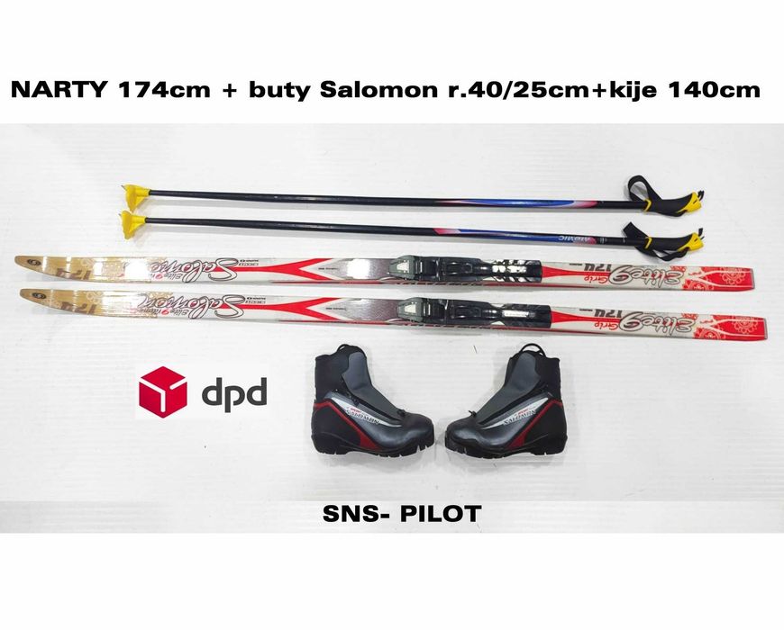 narty biegowe Salomon Elite9Grip z łuską dł174cm+buty Salomon r40/25cm