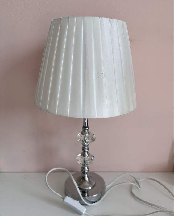Lampka nocna glamour z krysztalami srebrna