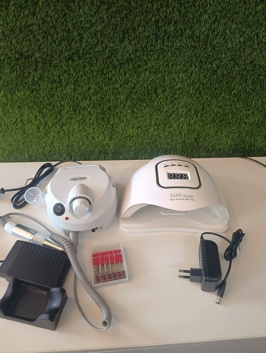 Zestaw do robienia paznokci, lampa, frezarka, manicure, hybryda, żel