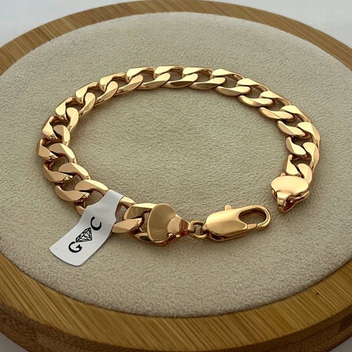 Złota Bransoletka Męska Z Grawerem, Bransoleta Pancerka, Stal Chirurgi