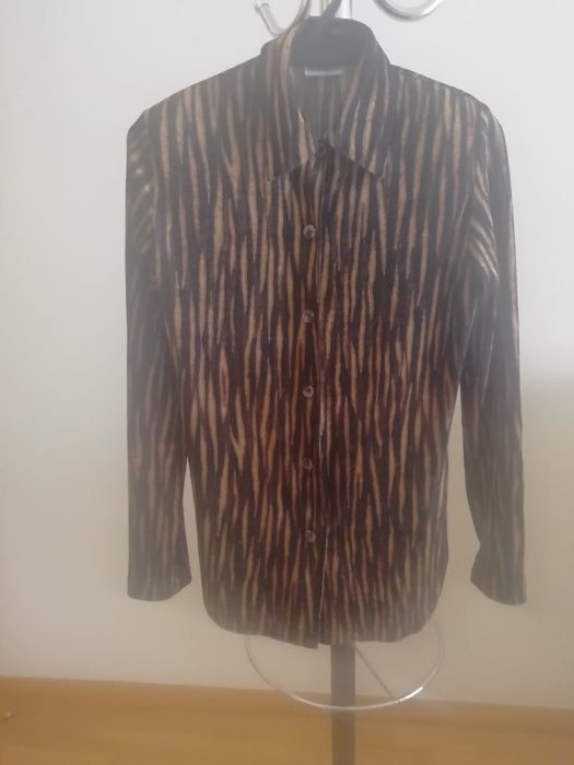 Blusa de Senhora Castanha e Preta de Manga Comprida Margate Tam L Usad