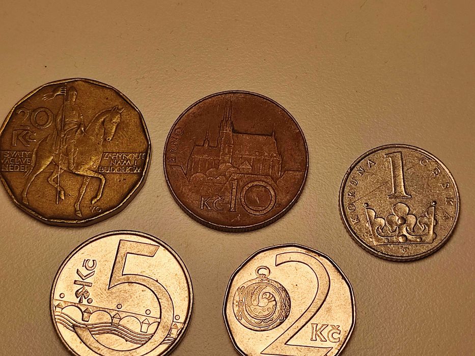 Czechy zestaw 20, 10, 5, 2, 1 koron