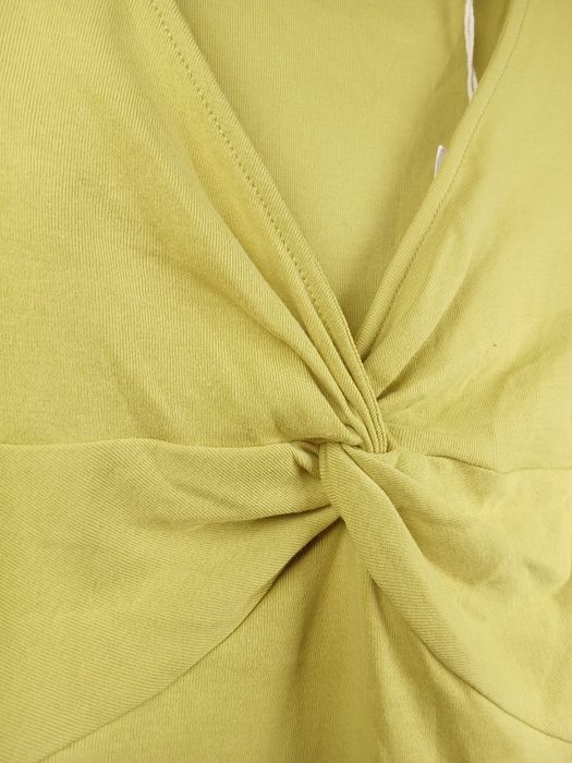 Bluzka NEXT żółta twist dekolt V bawełna dopasowana rozm 36 S