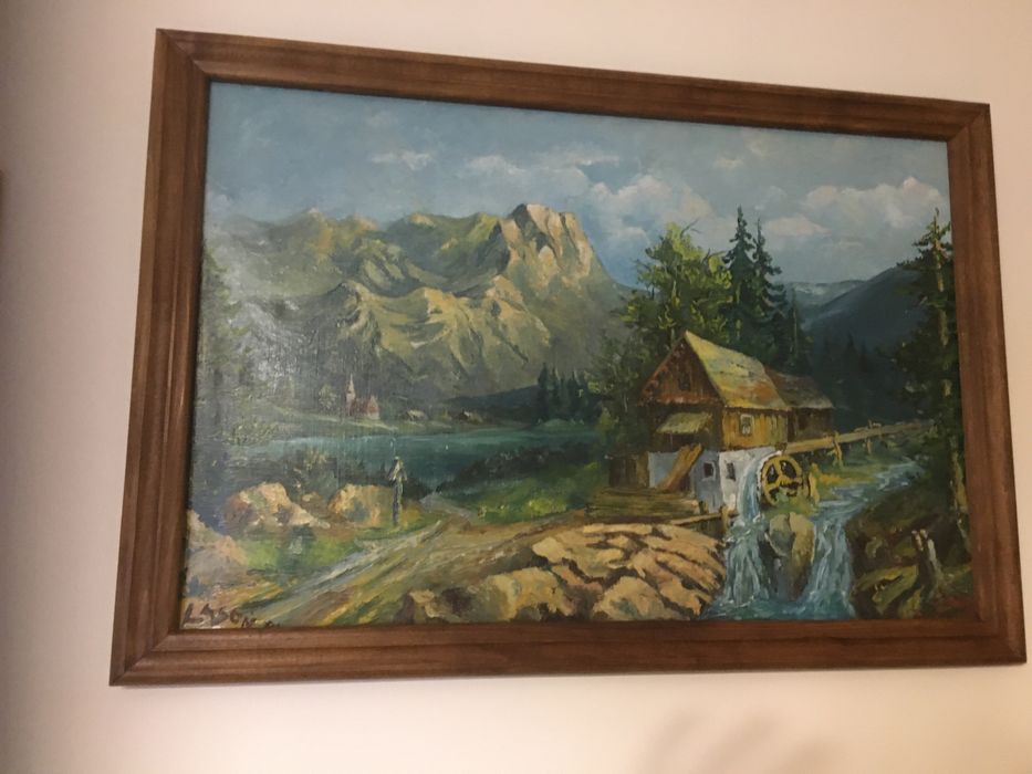 Bardzo duzy obraz olejny na plotnie Polski malarz z okolic Kr 100/68cm