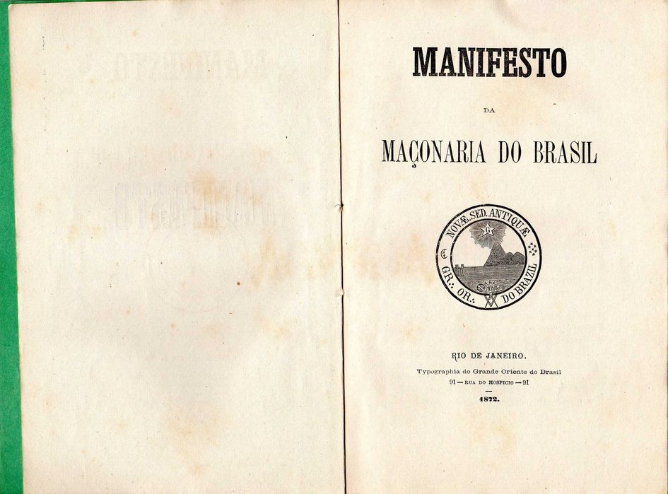 RARÍSSIMO Manifesto da Maçonaria do Brasil - Rio de Janeiro - 1872 !!!