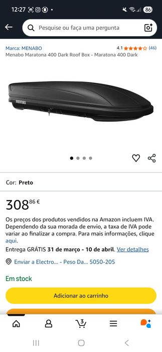 Barco de bagagem menabo marathon 400 novo