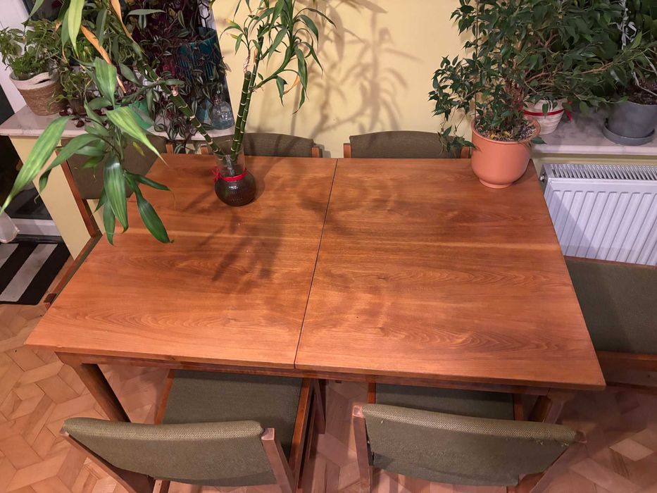 Stół rozkładany PRL + 6 krzeseł