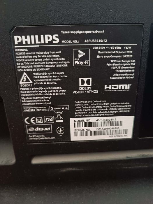 [Rezerwacja] Telewizor Pilips 43 cale 43PUS853512