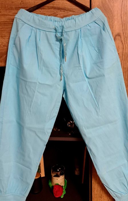 Spodnie,Made in Italia-gniotki,turkus,lato,r.3XL