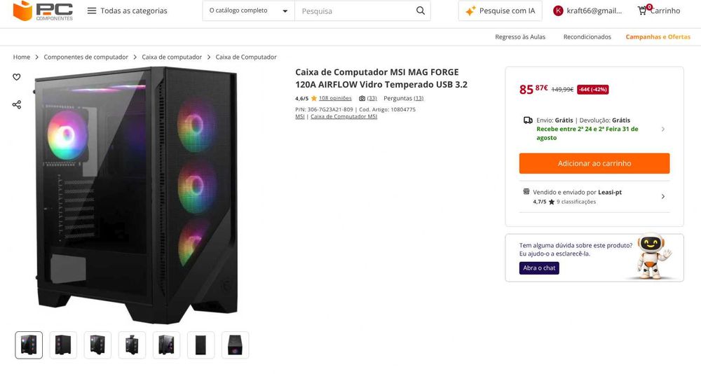 Caixa ATX MSI MAG Forge 120A Airflow