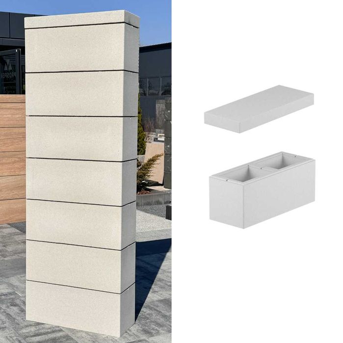 Pustak ogrodzeniowy 50x20x20 gładkie bloczki ogrodzeniowe BIAŁY