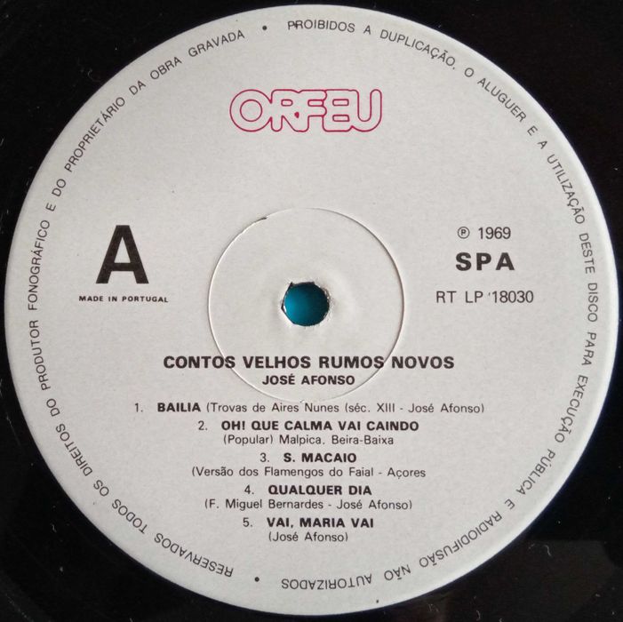 José Afonso	- - - - -		Contos Velhos, Rumos Novos	- - - - -	LP