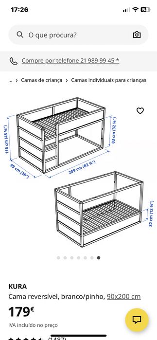 Cama kura ikea com pouco uso e com dois dosseis