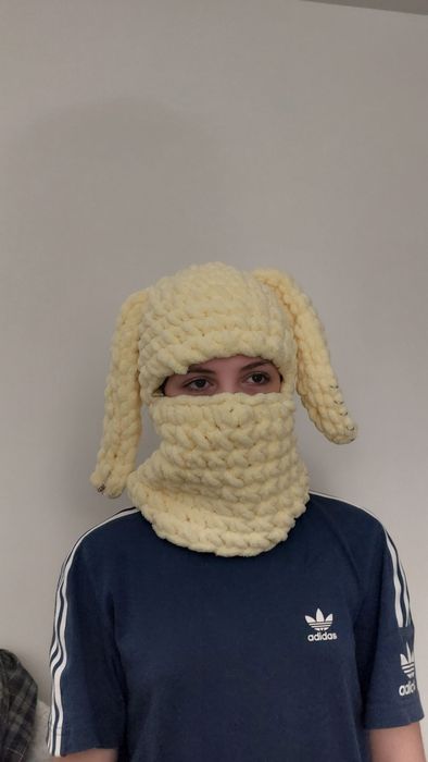 Шапка біні з маскою балаклава лимонно жовтого кольору