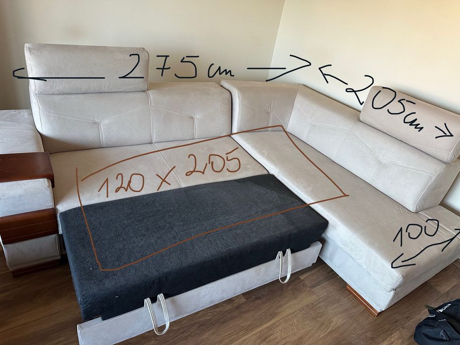 Kanapa rogówka z funkcją spania