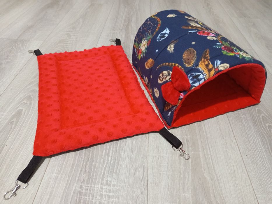 Nowy domek/tunel stojący i hamak dla gryzoni handmade