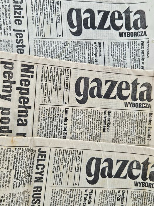 Oryginalne gazety z 1992 roku – Gazeta Wyborcza i Lokalna – unikat