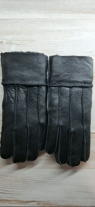 Перчатки кожа ягнёнка чёрные livergy новые