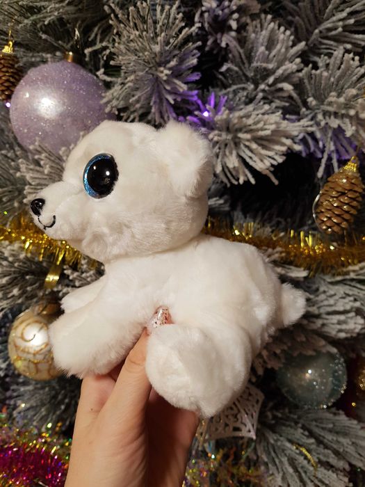 TY Beanie Boos глазастик белый мишка, полярный медведь ARI 15 см