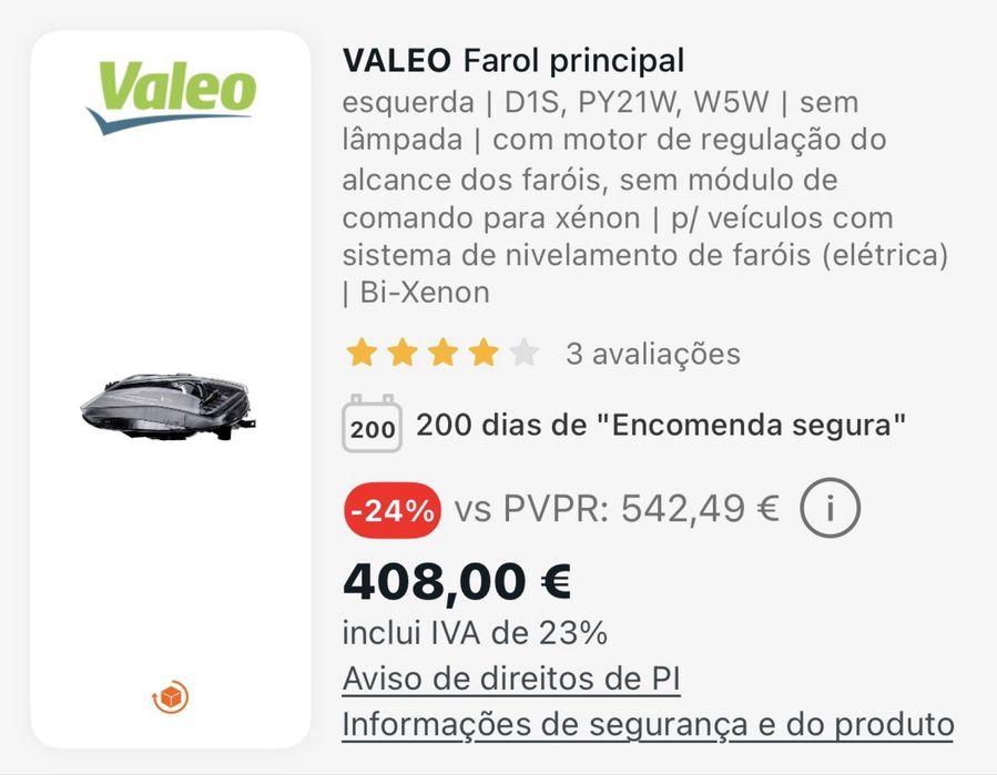 Farol Esquerdo SEAT Bi-Xénon