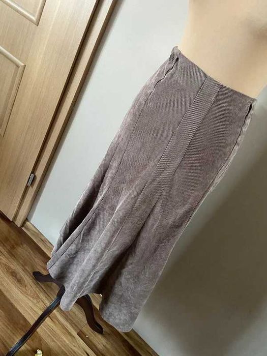 Maxi dluga sztruks braz spodnica rybka long bez krem 44 46 xxl +size