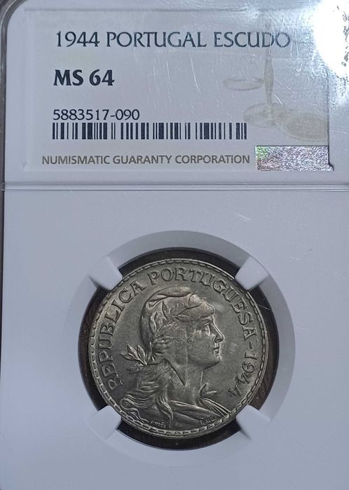 Moeda de 1$00 1944 MS64 NGC
