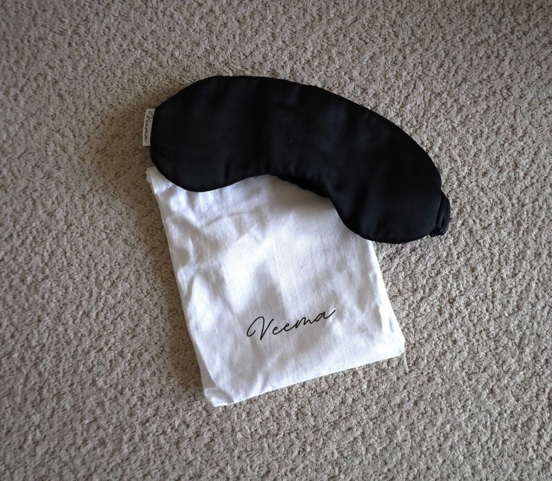 Jedwabna czarna opaska na oczy Veema 100% jedwab