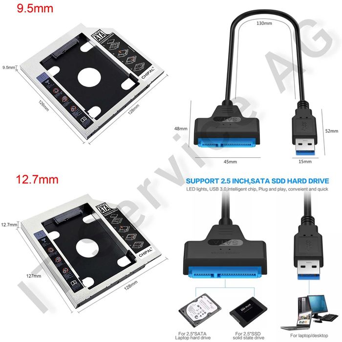 Карман Кабель Адаптер optibay TypeC USB SATA с блок питан для диск HDD