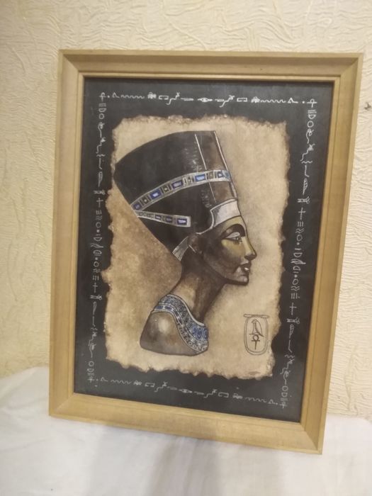 Картина "Погруддя давньоєгипецької цариці Нефертіті на папірусі