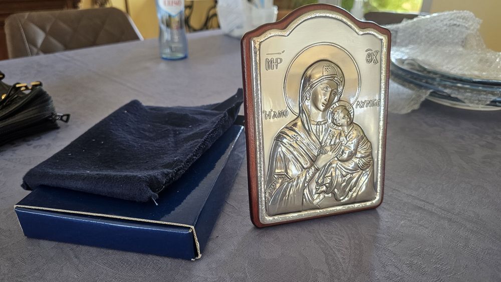 Icon Nossa Senhora com Jesus (Prata)