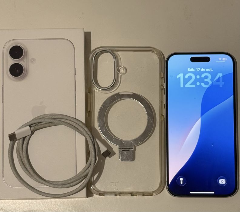 iPhone 16 Branco 128 GB | Bateria 100% | Caixa, Capa e Película